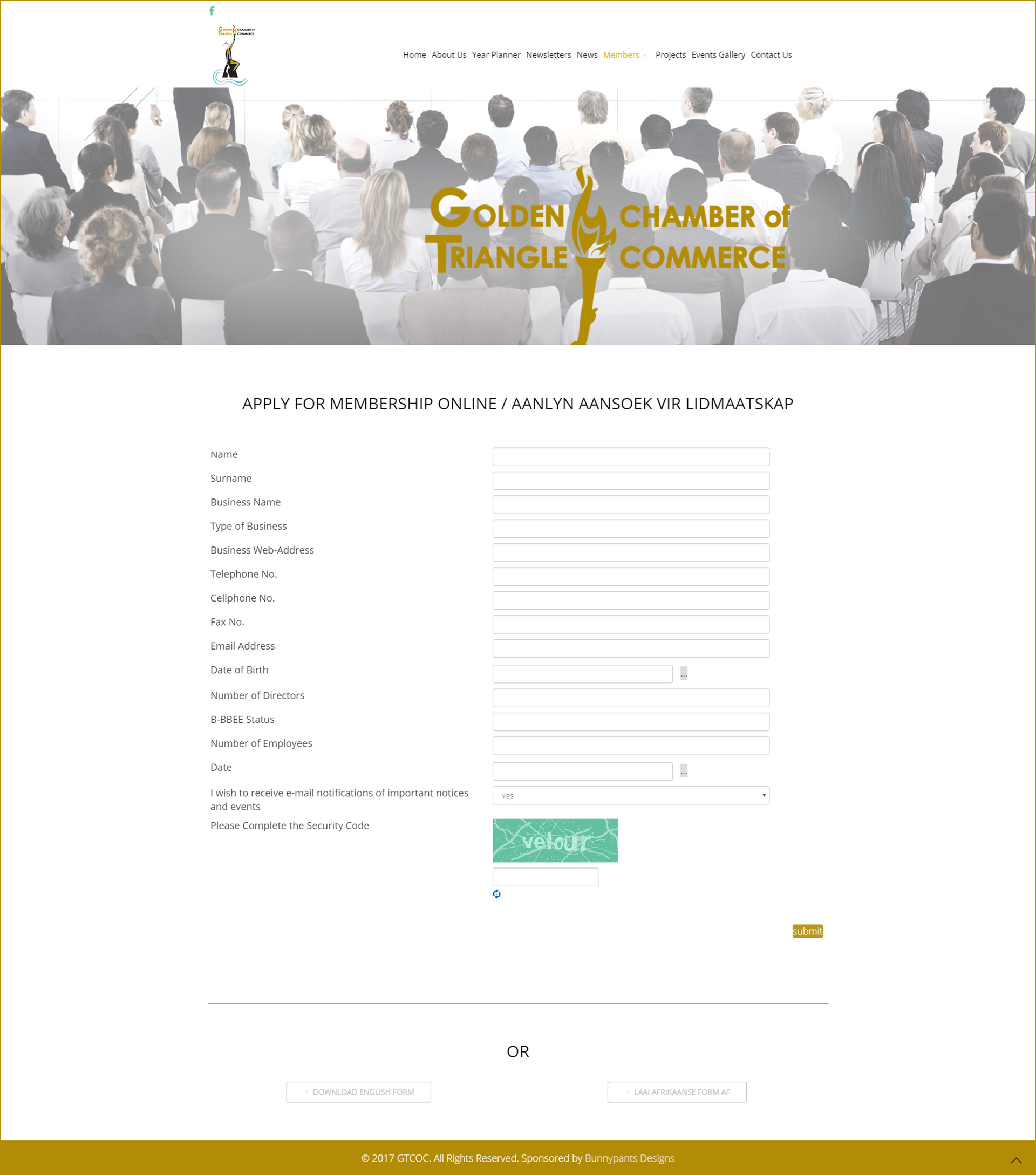 bunnypants web design sakekamer apply for membership page